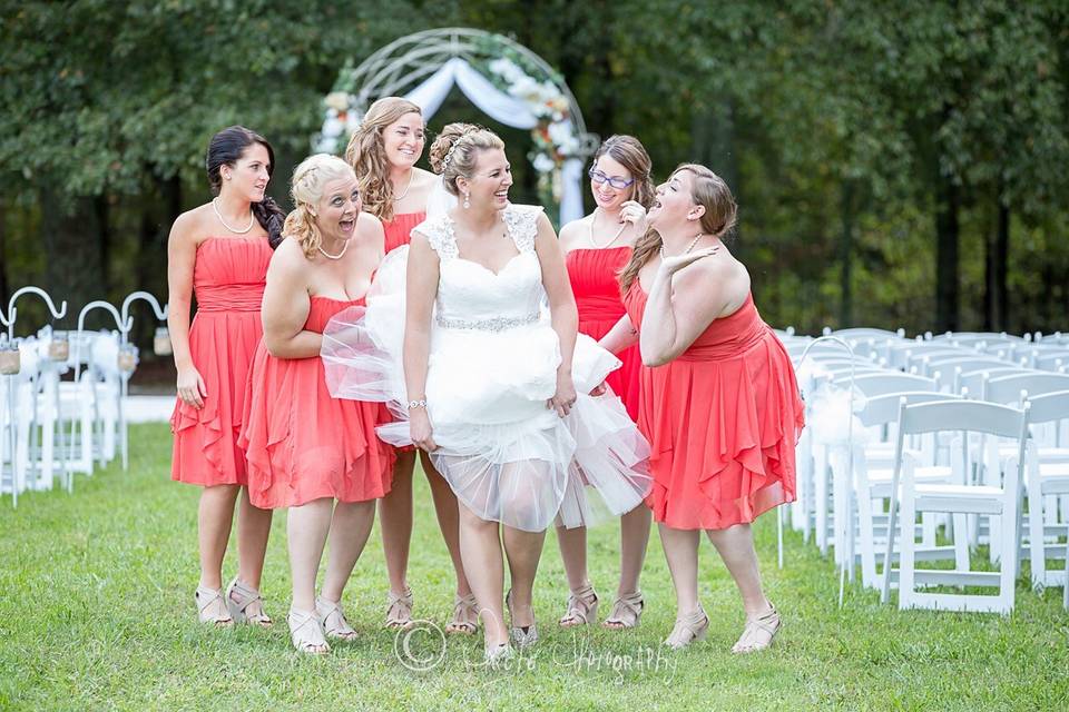 The bride with her bridesmaids