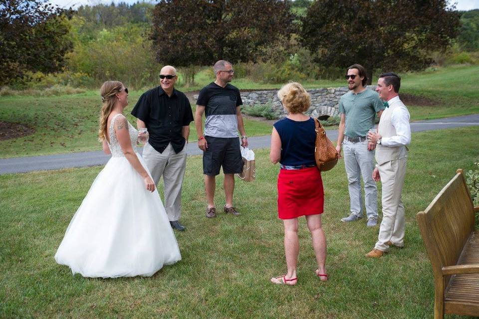 Talking with the bride