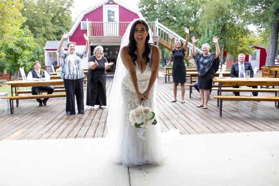 Bouquet Toss from Dance Floor