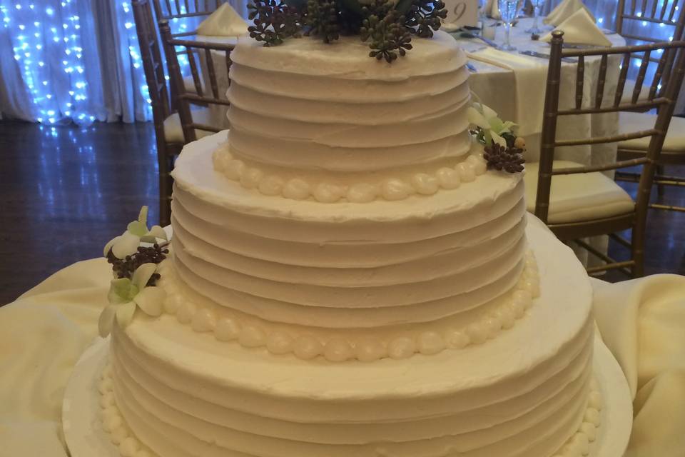 Wedding cake decorated with flowers