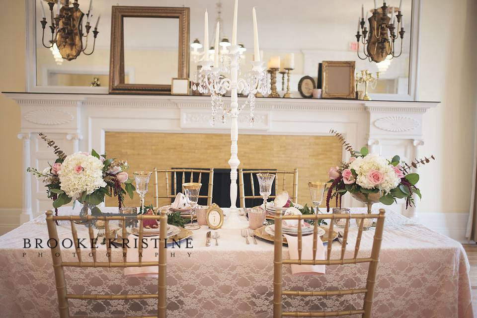 Reception Table Centerpieces Designed by L.A. Flowers, Inc.Wilder Mansion ElmhurstStunning Photo Copyright Owned and Taken by Brooke Kristine Photographyhttp://www.brookekristinephotography.com
