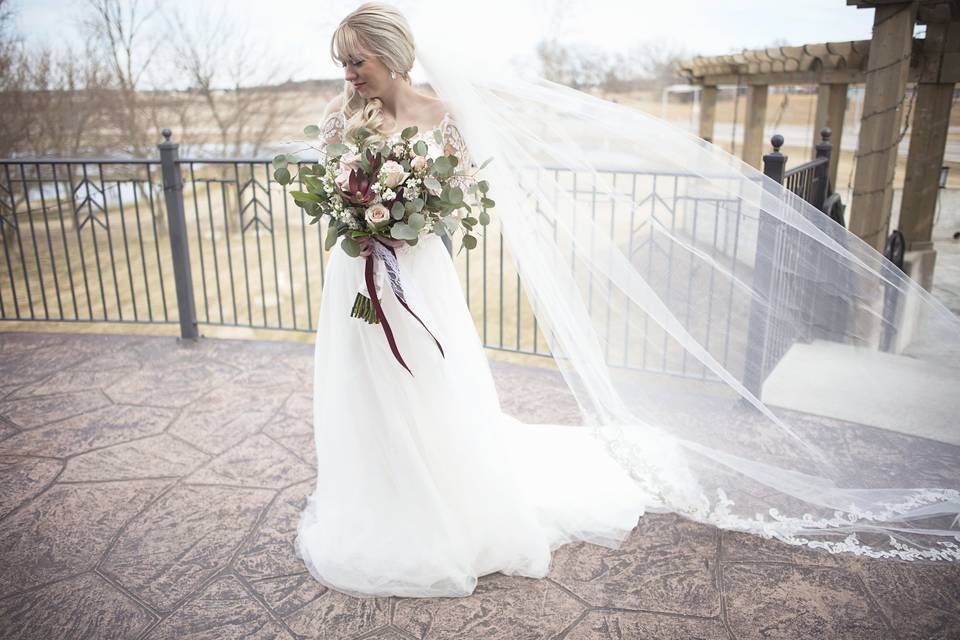 Bridal bouquet designed by L.A. Flowers, Inc. Beautiful photo taken by Brooke Kristine Photography The Acquaviva Winery