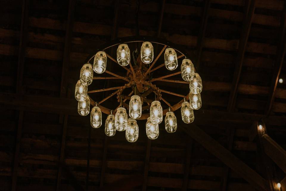 Chandelier above the barn