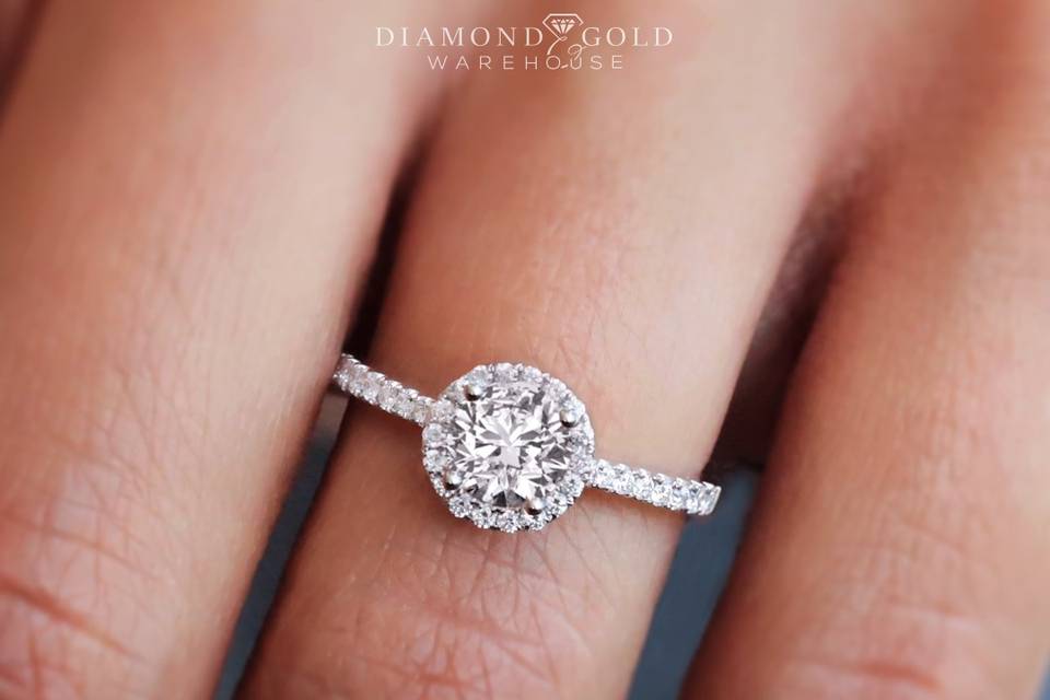 Oval Three Row Engagement Ring