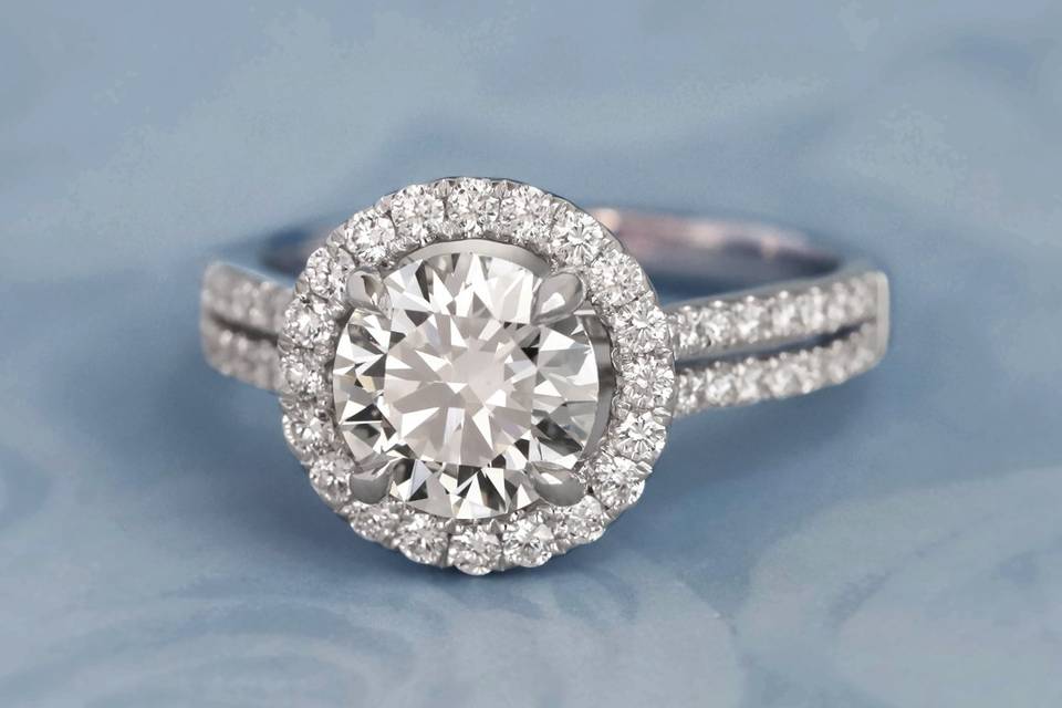 Two Row Halo Round Diamond