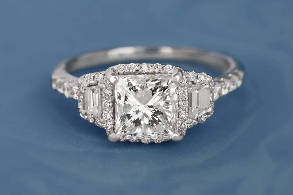Asscher & Emerald Diamond Ring