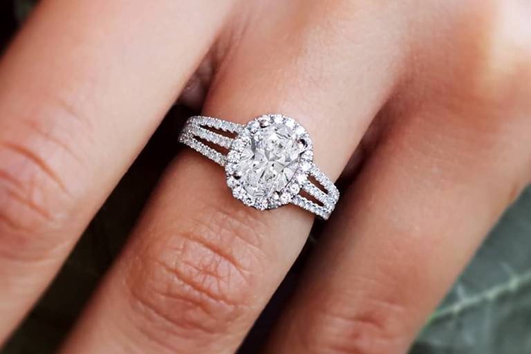 Oval Three Row Engagement Ring