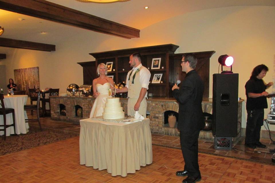 Couple with the wedding cake