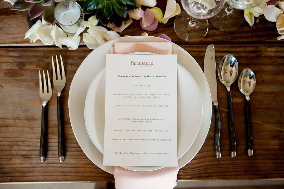 Table setting with menu