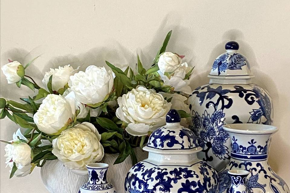 Blue and white vases