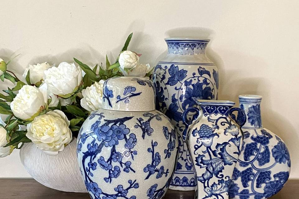 Blue and white vases