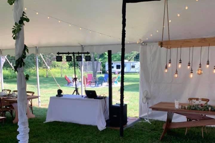 DJ setup in a tent