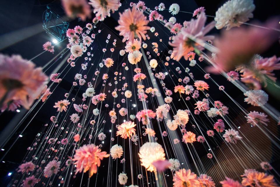 Flowers hanging from ceiling