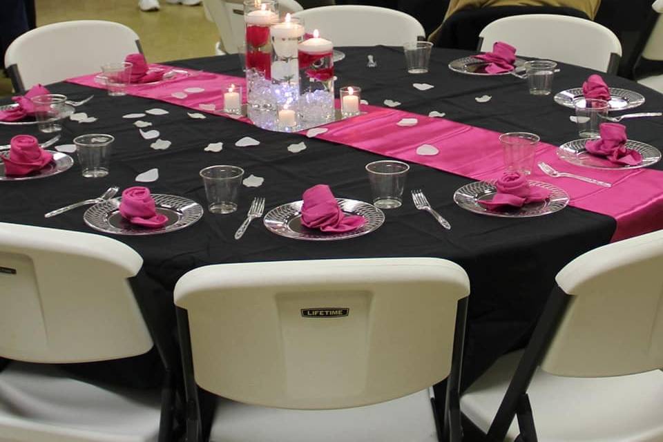 Pink and black table design