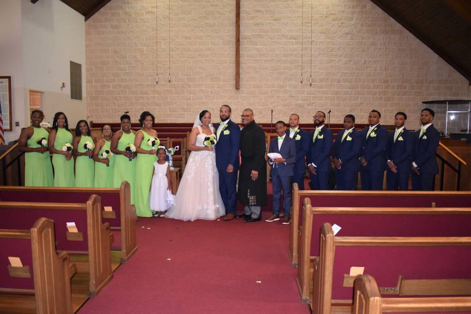 Bridal party in church