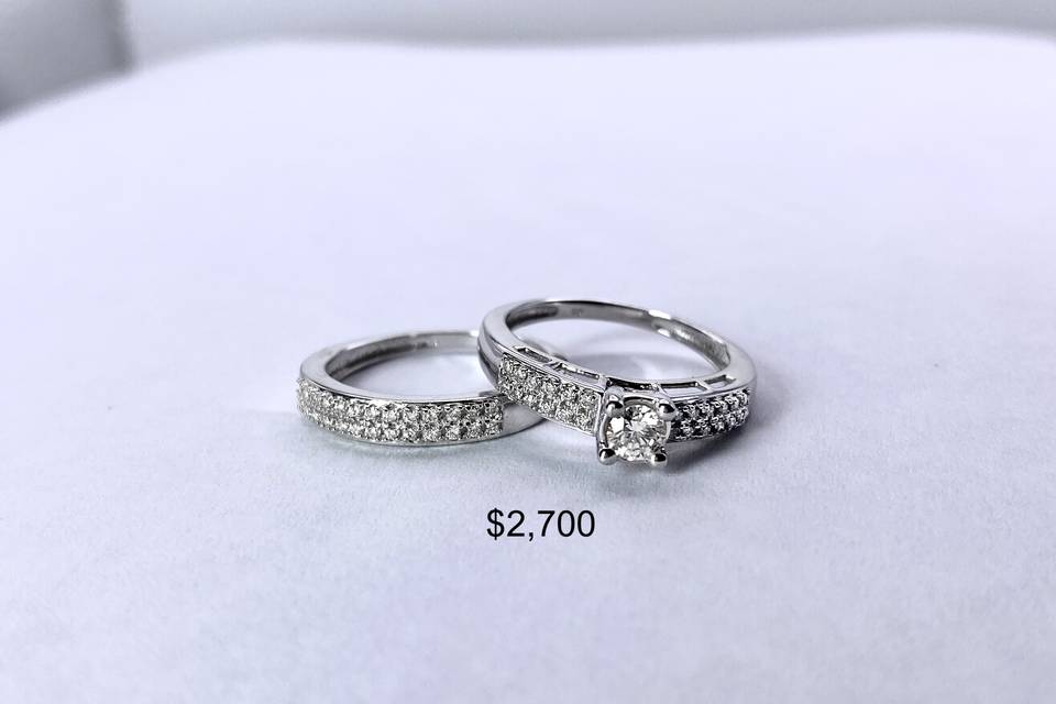 Diamond Wedding Ring and Band