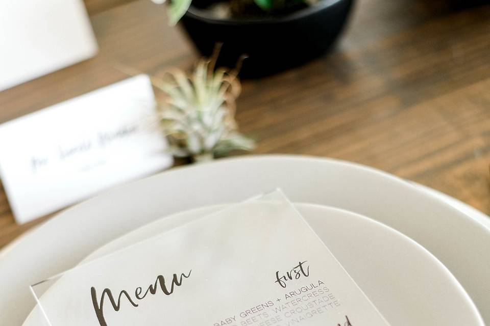 Acrylic modern menu cards