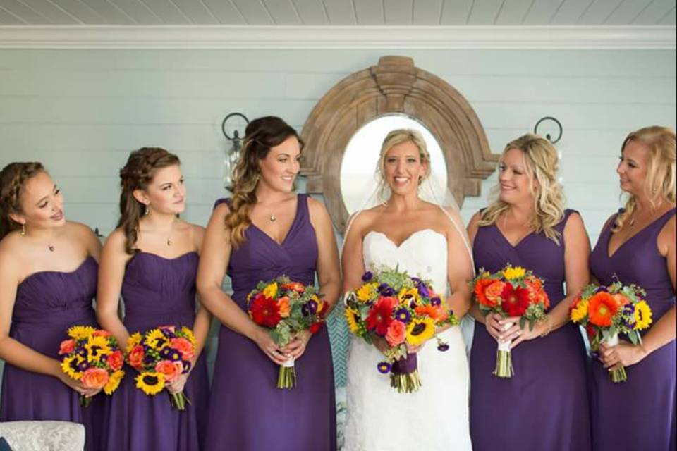 Bride and her bridesmaids