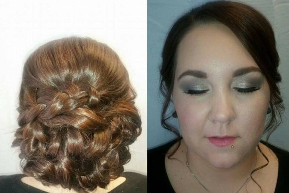 Front and back details of updo