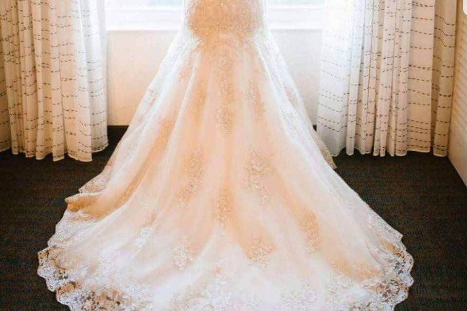 Low back line wedding dress