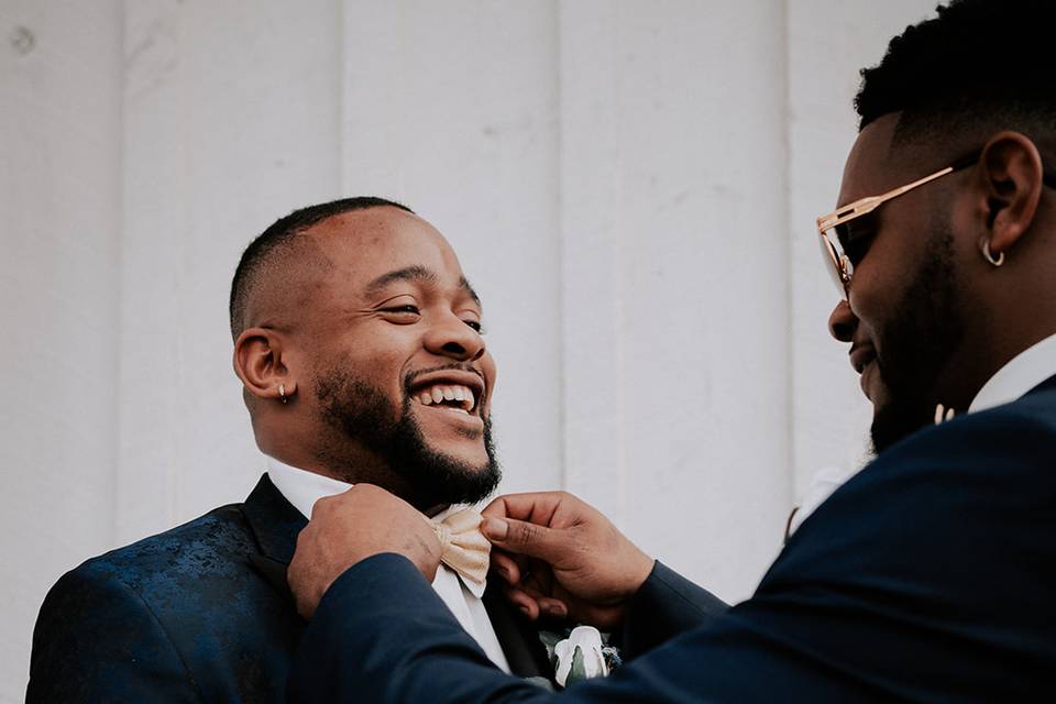 Groom getting ready