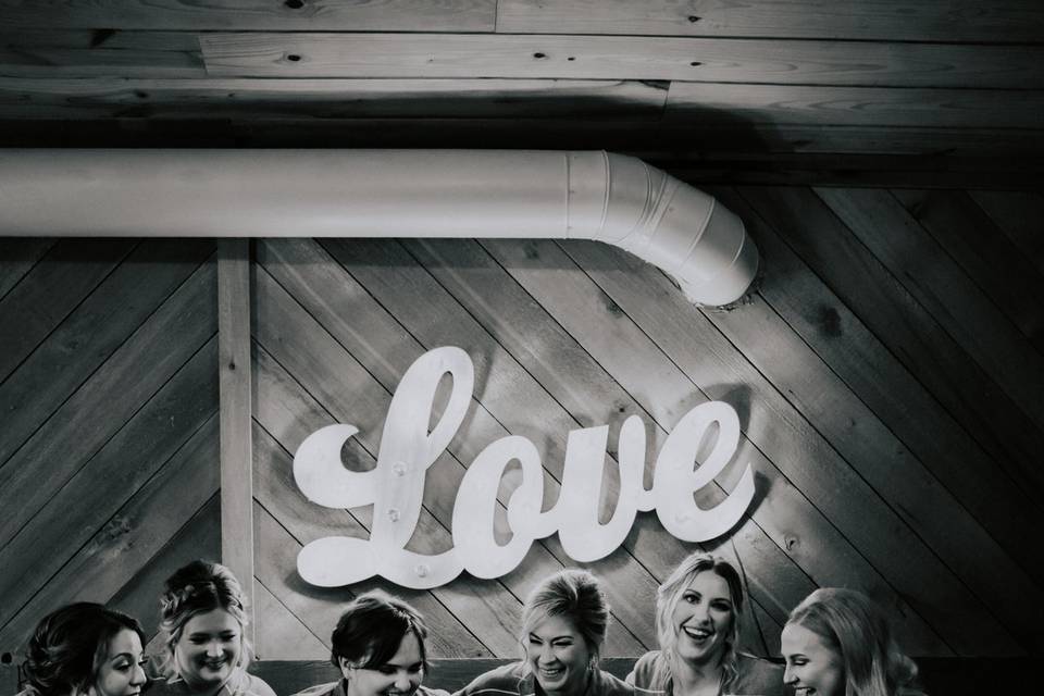 Bridesmaids with the bride