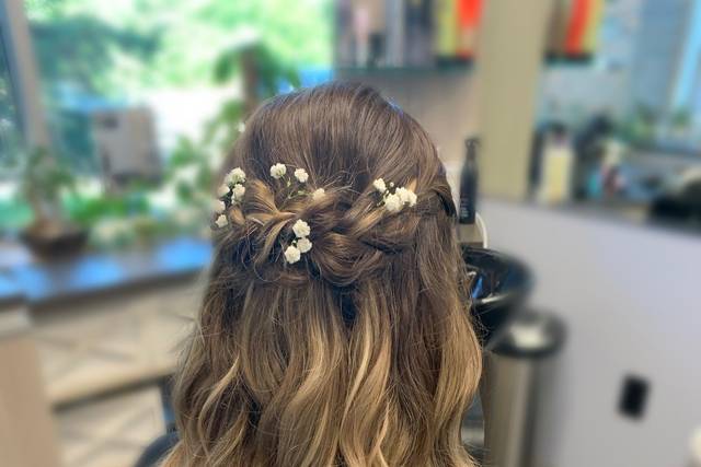 Half up, half down style