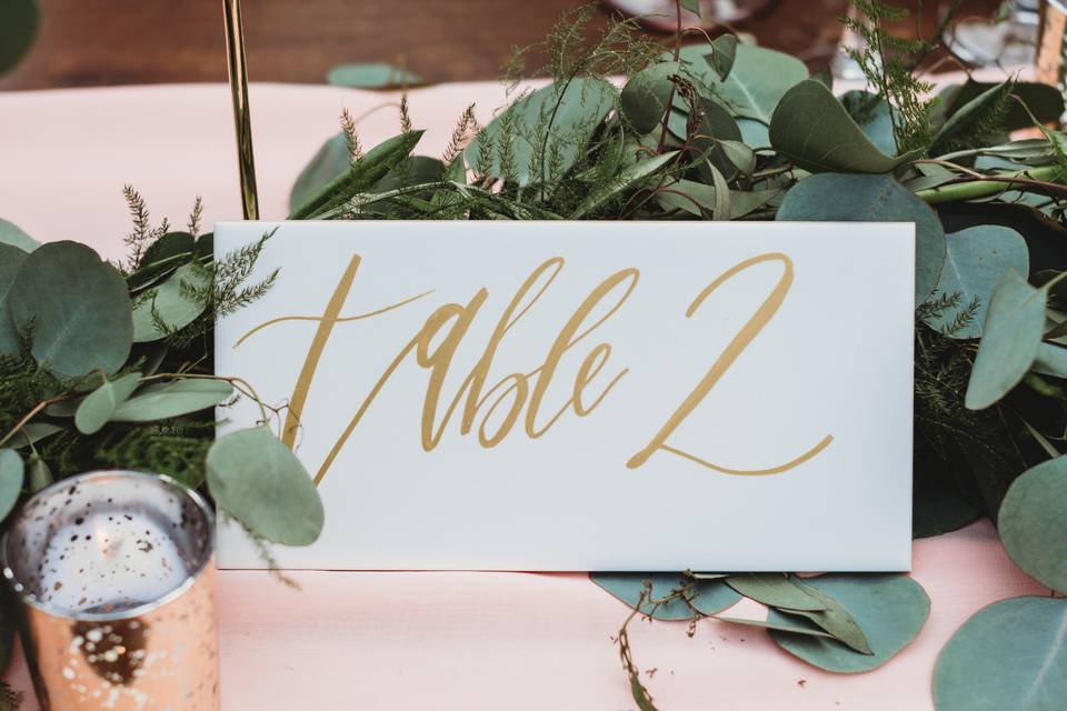 Table numbers - Cole E Photography