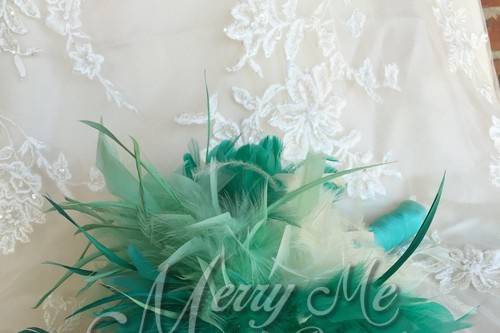 This Mint and Teal Green Feather Bouquet is perfect for that bride that wants a stand-out bouquet. Only one left available