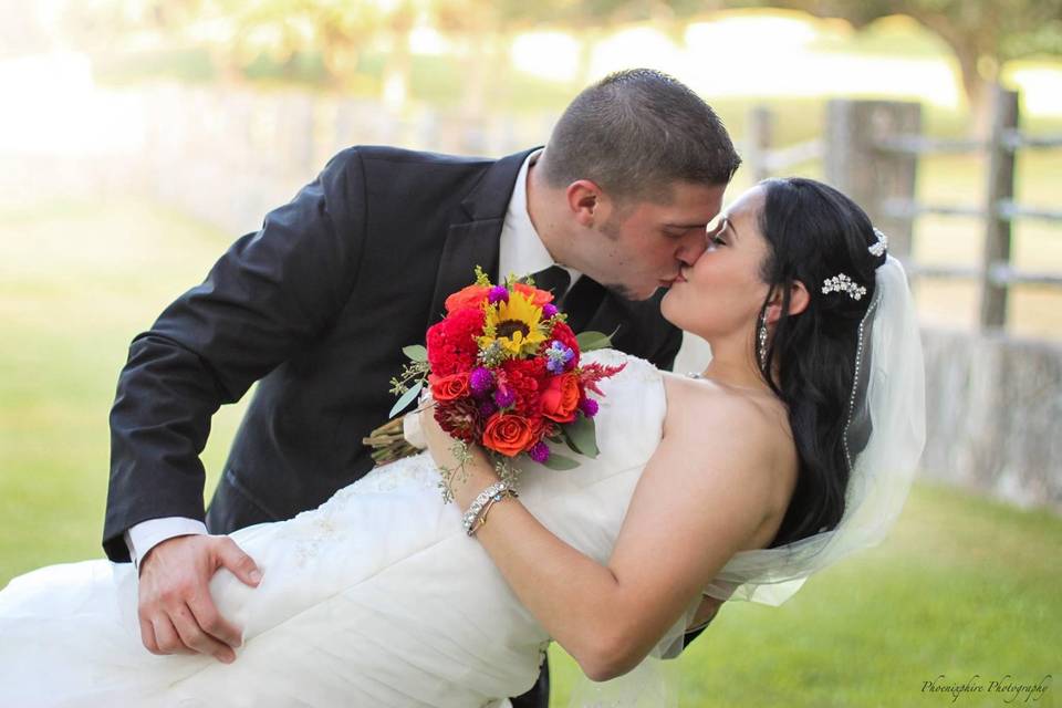 Newlyweds kiss