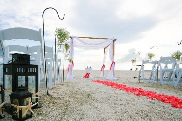 Beach wedding aisle