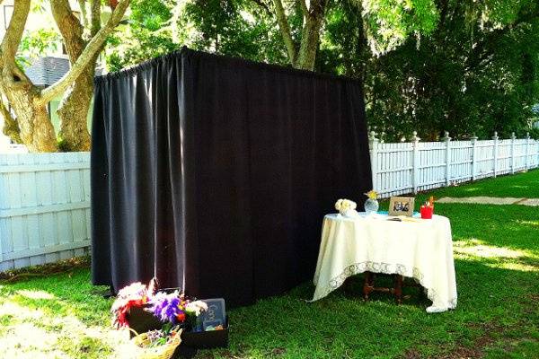 Our booth set up at an outdoor wedding April 2011