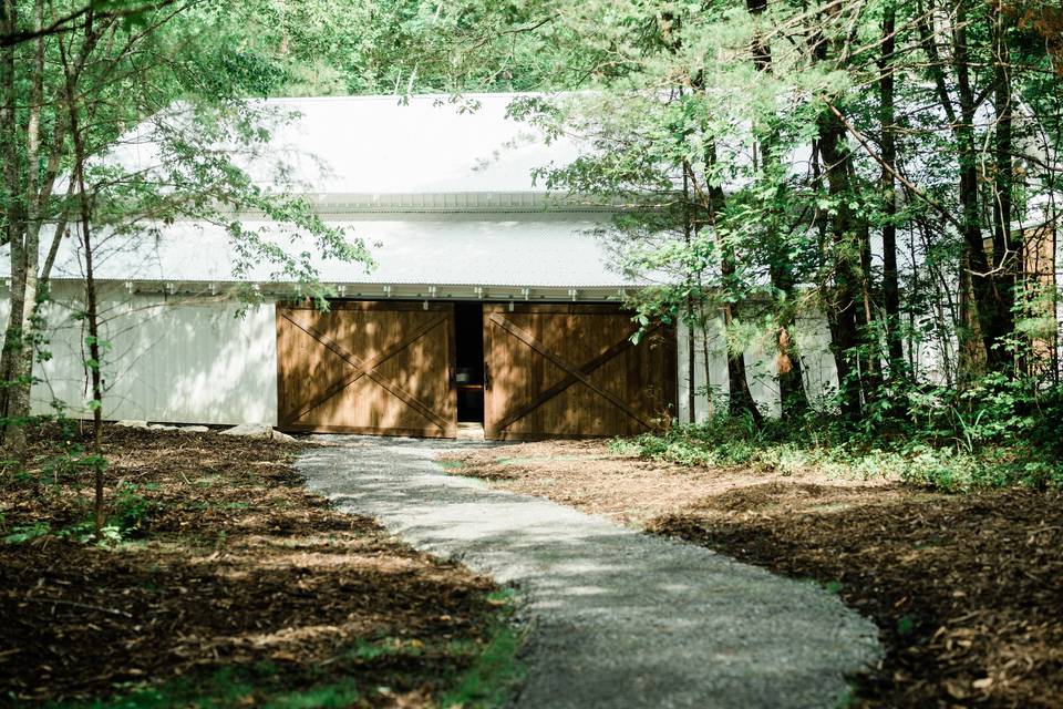 Romantic path to wide barn doors