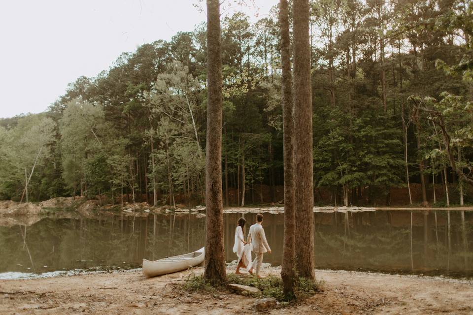 Picturesque lake in the woods