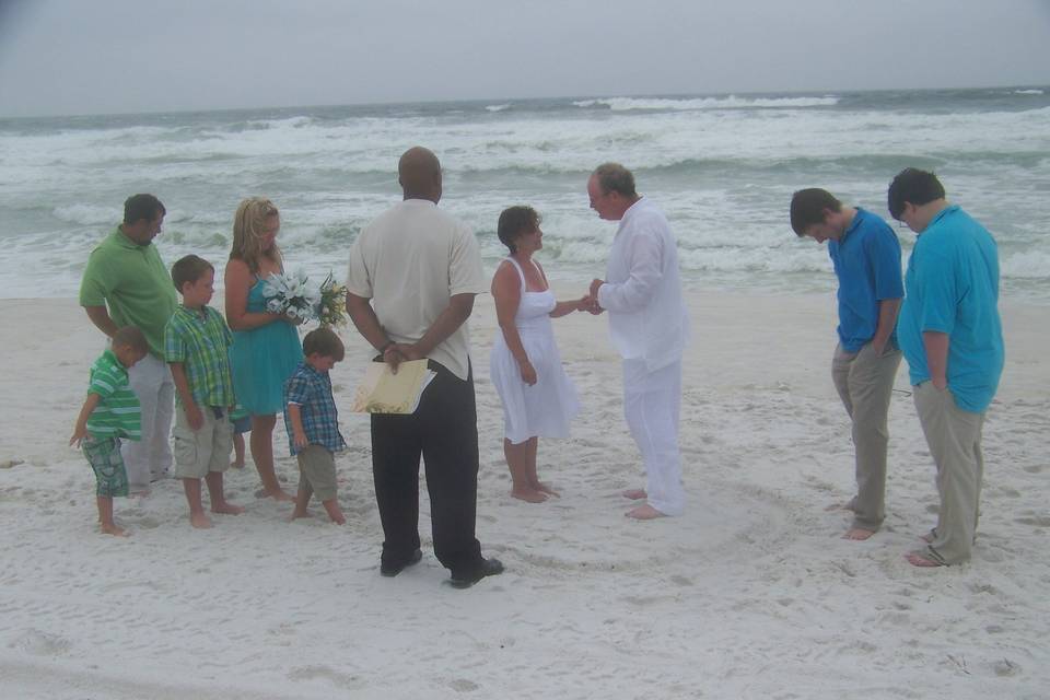 Beach wedding ceremony