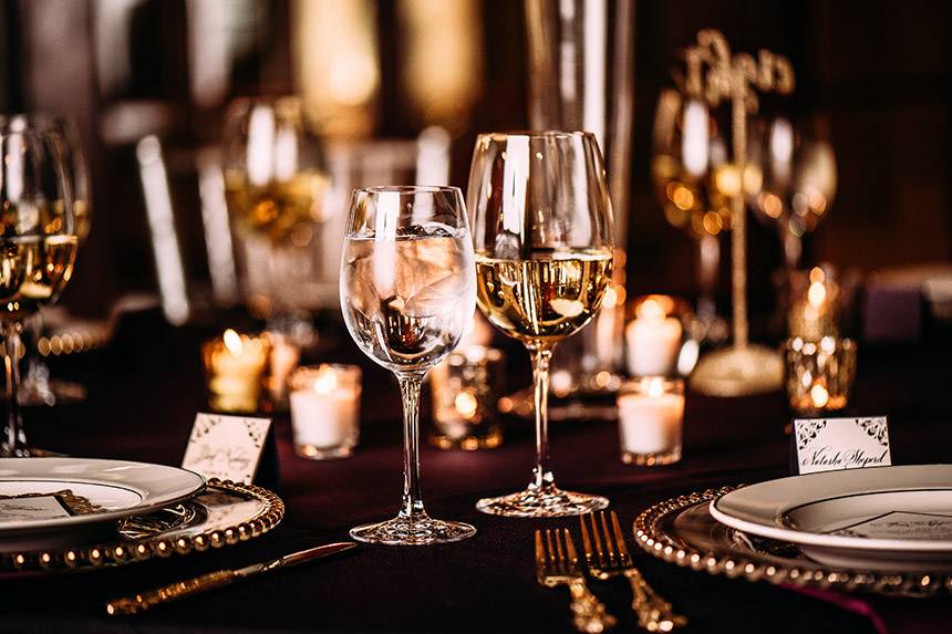 Elegant goblets and silverware