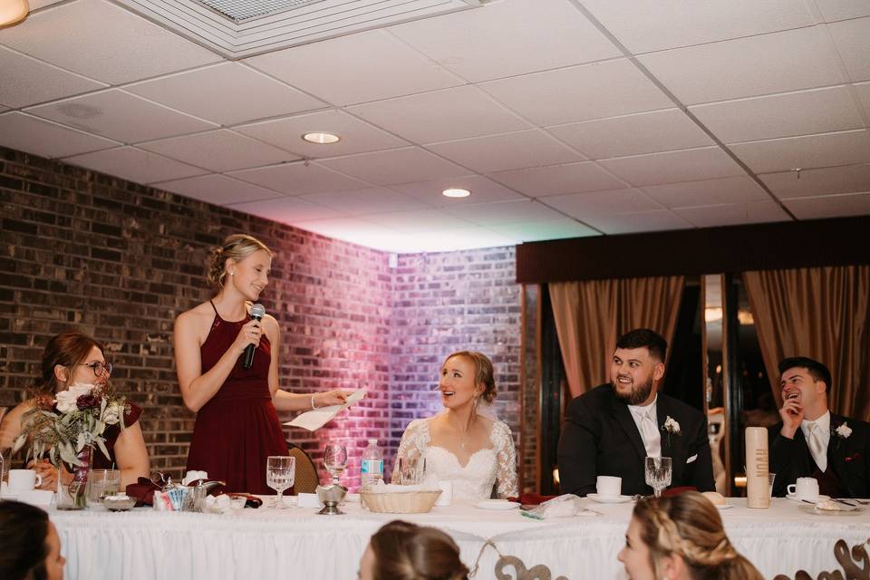 Maid of honor giving speech