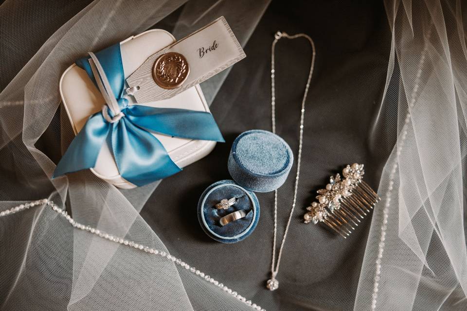 Wedding details in blue