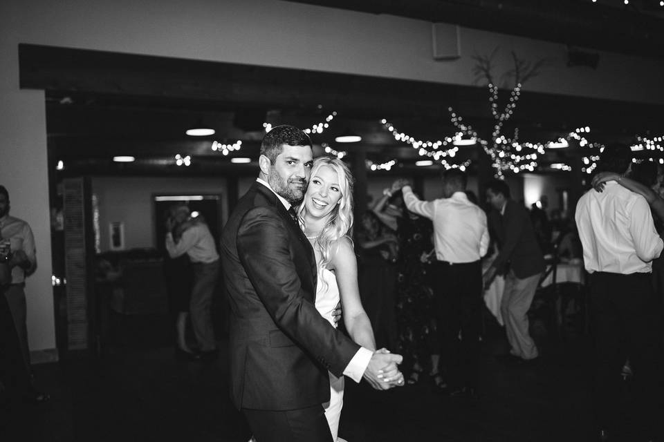 Couple dancing at reception