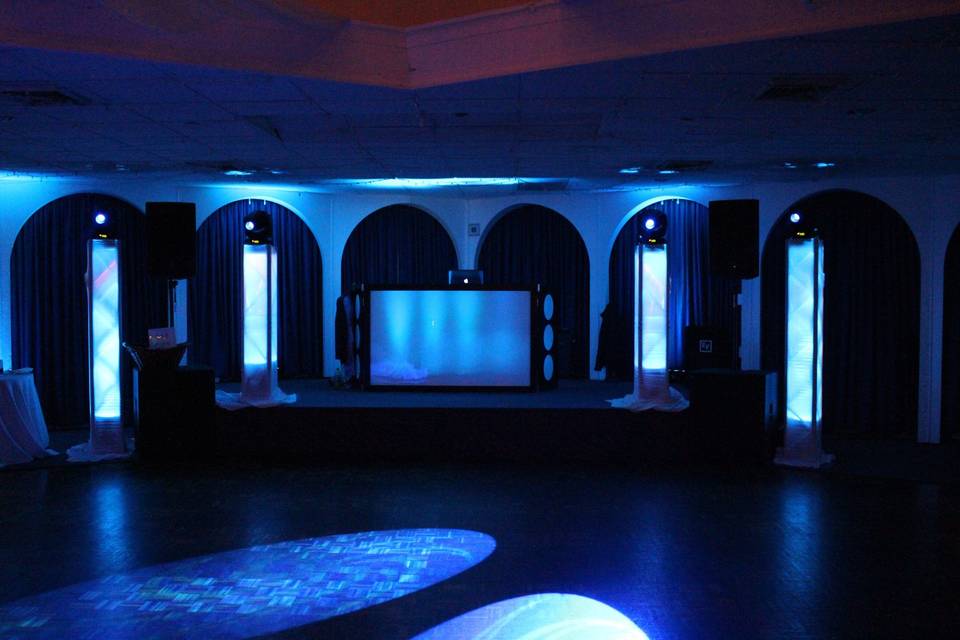 Blue column and booth lighting