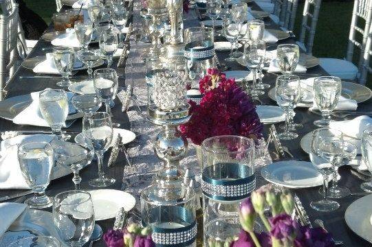 Table setup with centerpiece