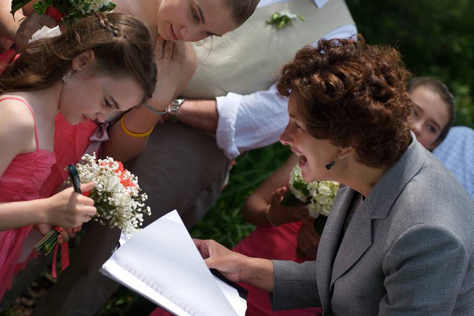 Signing the marriage license