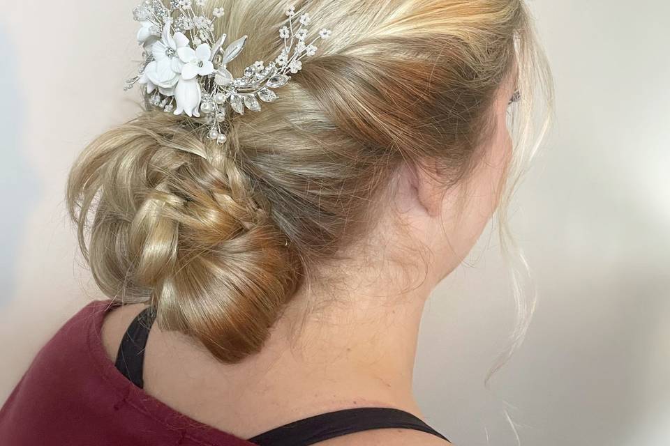 Braided messy updo