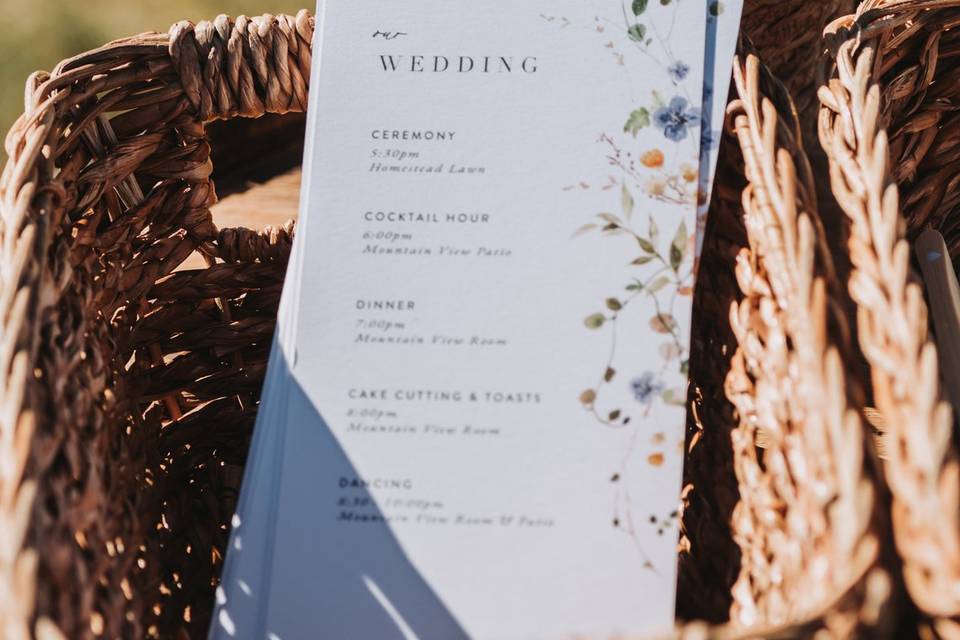 Wedding Itinerary