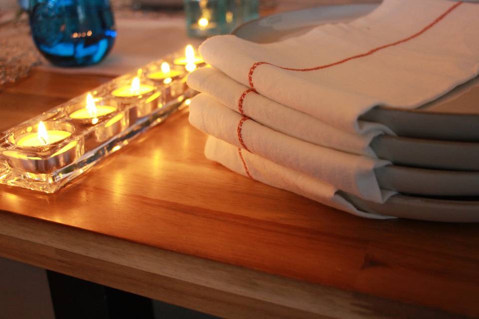 Linens and candle embellishments