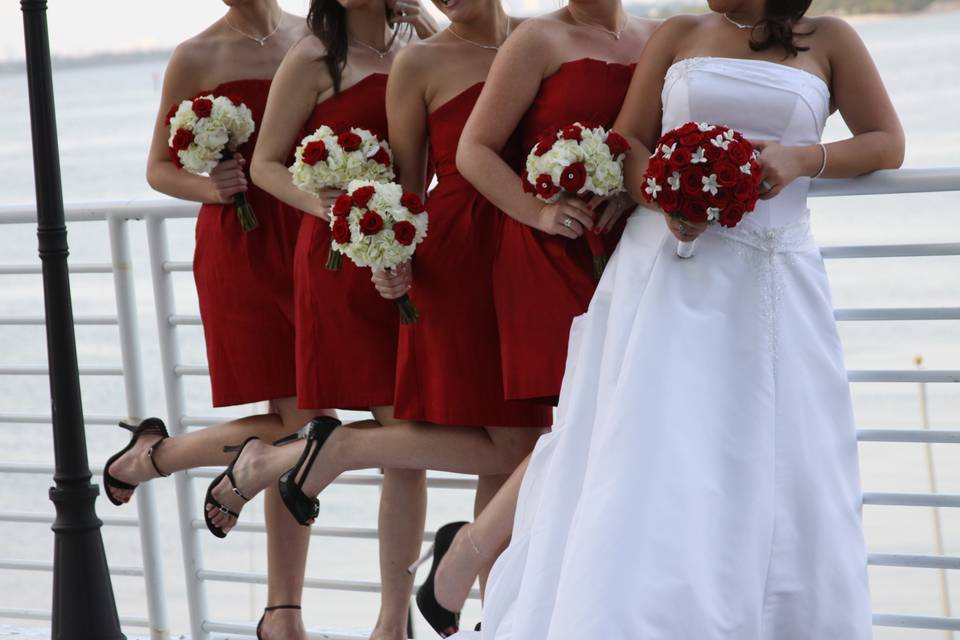 Red and white theme flowers