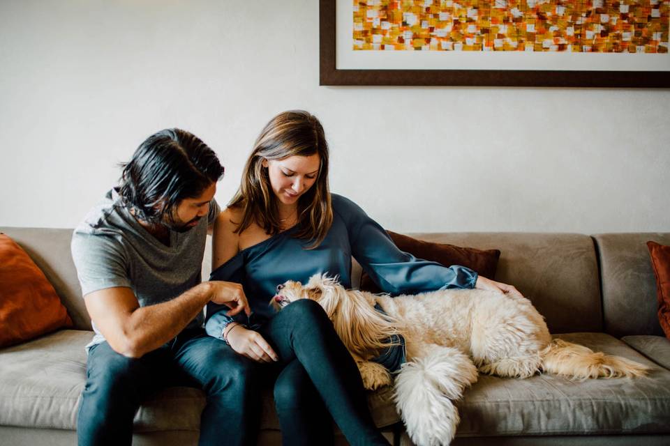 Cozy Engagement with a Puppy