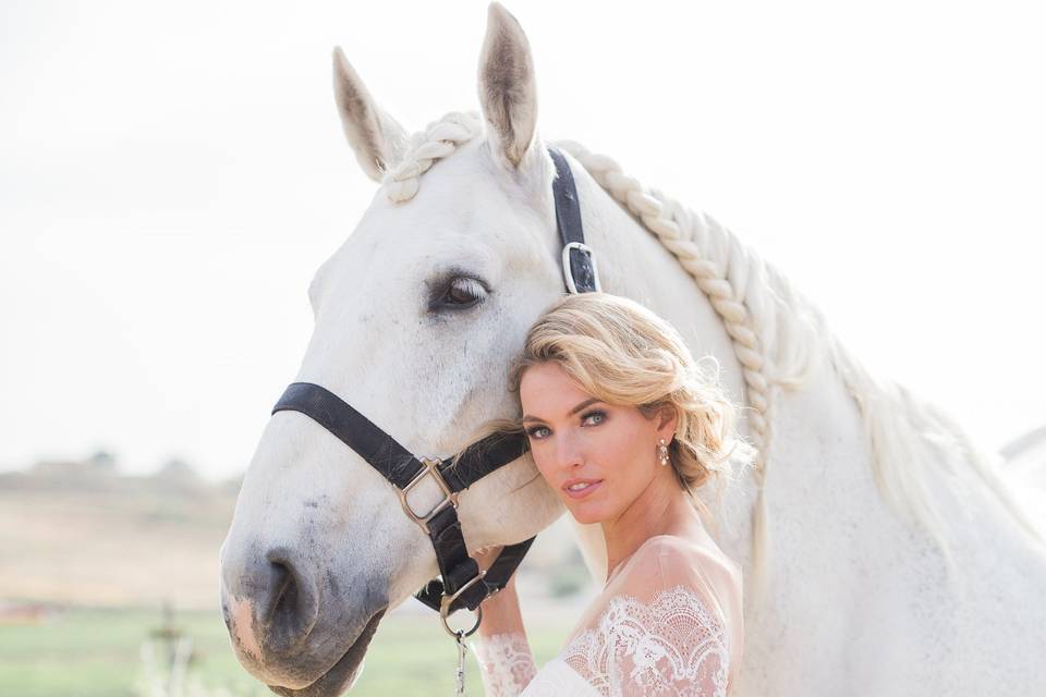 Bride and horse