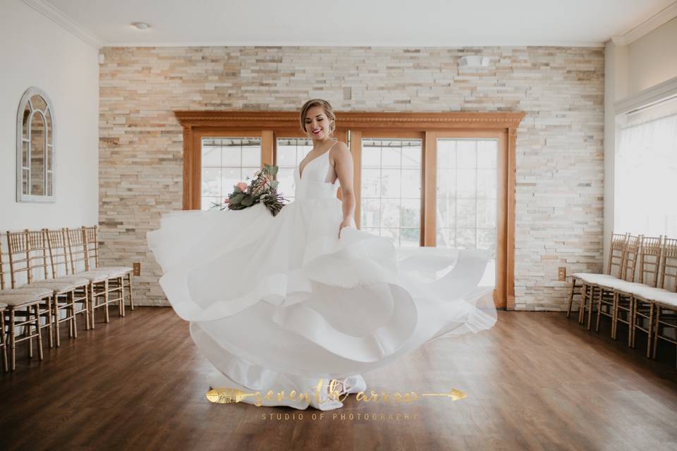 Flowing wedding gown