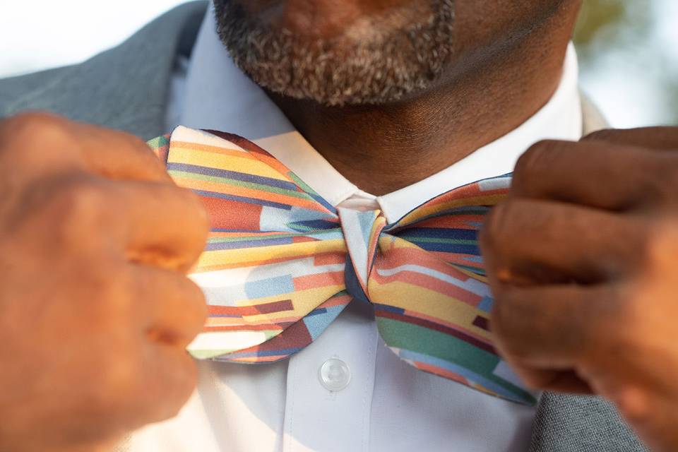 Striped organic cttn bow tie